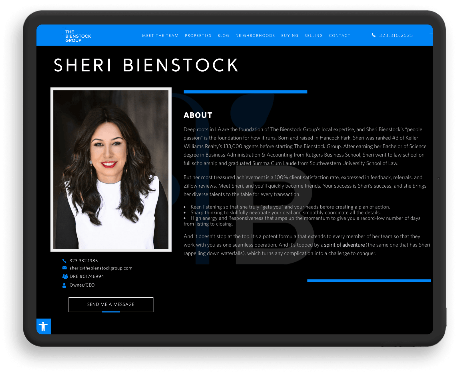 The Bienstock Group screenshot on tablet