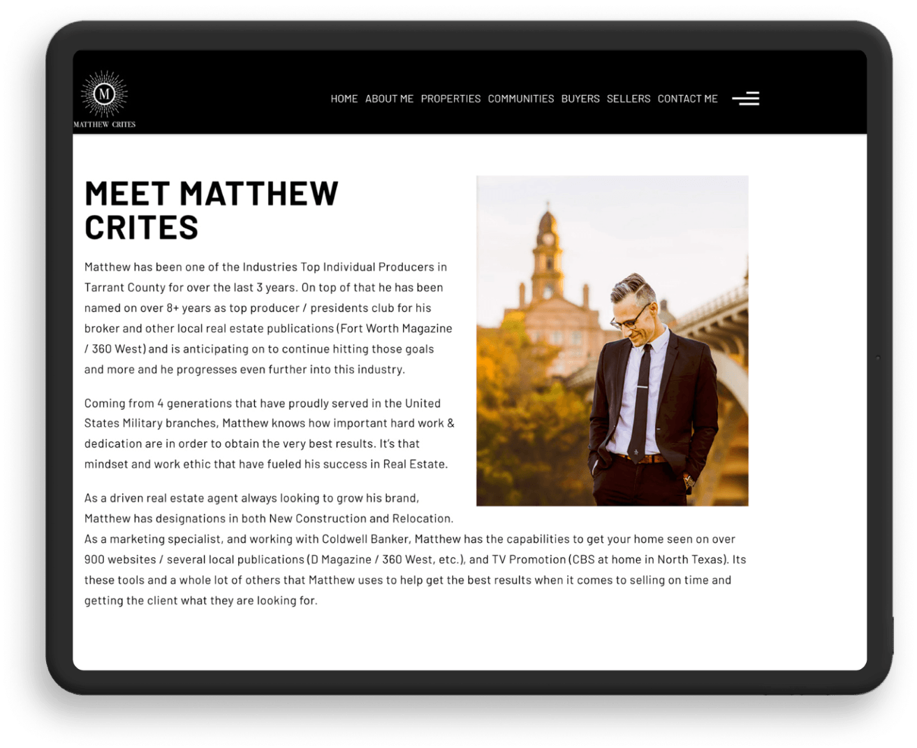 Matthew Crites screenshot on tablet