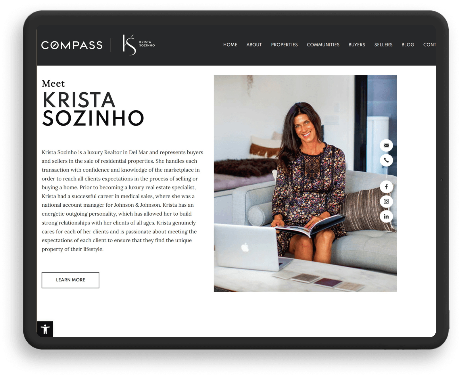 Krista Sozinho screenshot on tablet