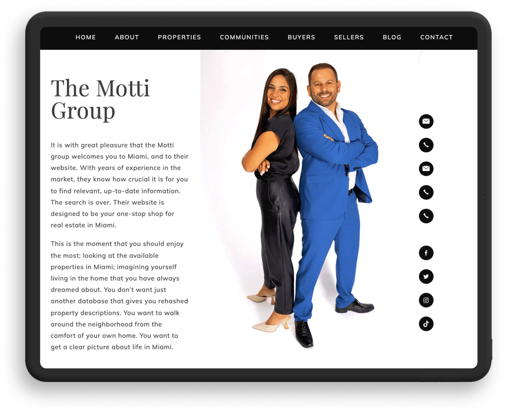 The Motti Group screenshot on tablet