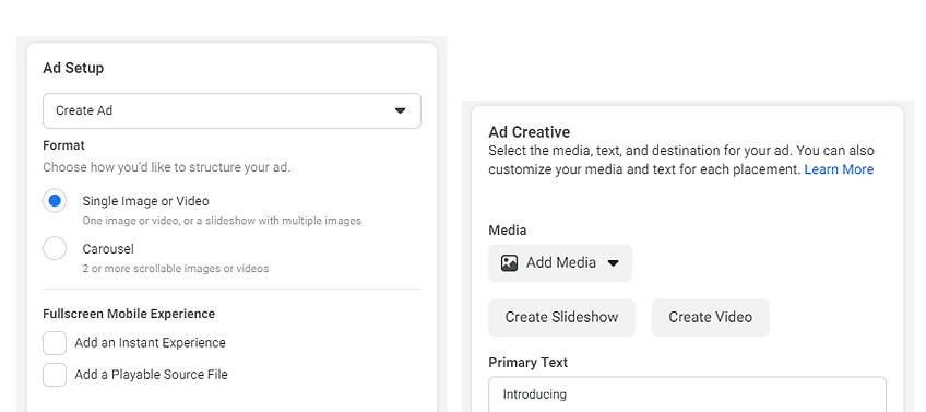 Choose your preferred ad type and set up your ads