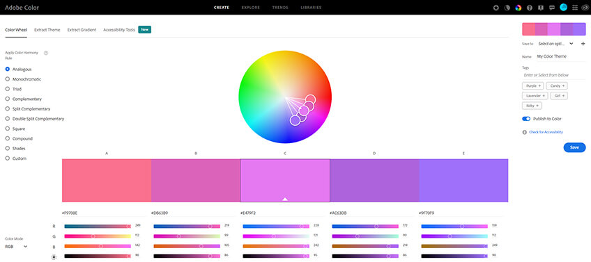 Adobe’s color-picking tool lets you leverage user ratings to find the perfect palette.