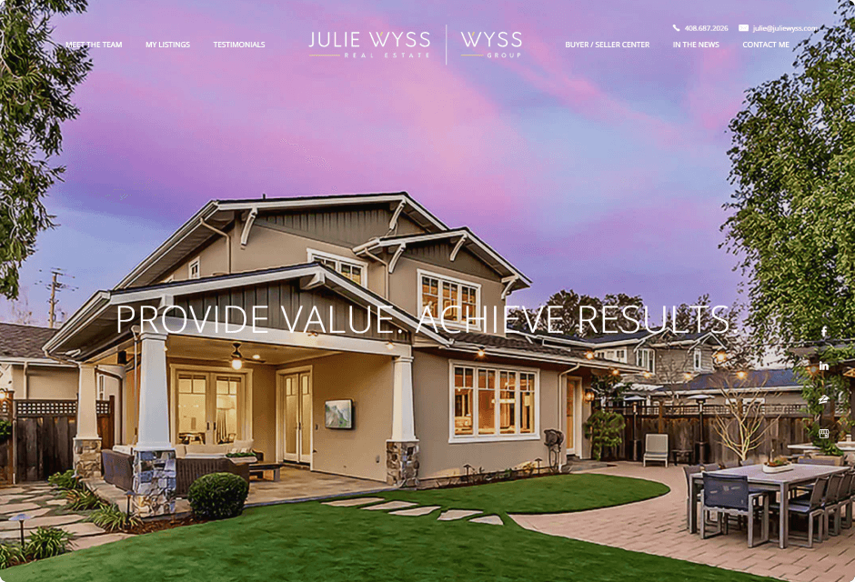 Julie Wyss's website screenshot