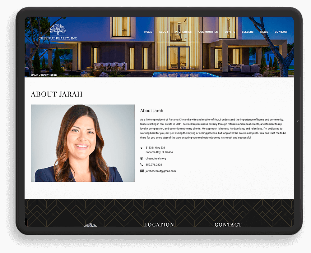 Chesnut Realty screenshot on tablet