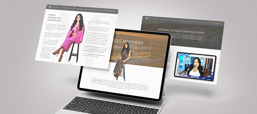 Agent Image highlights Mahsheed Parsons’ biography and media features on her luxury real estate website design.