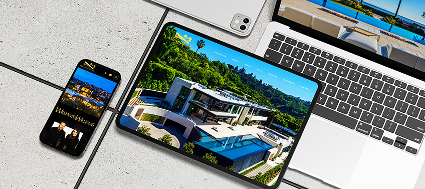 Agent Image showcase websites for luxury real estate featuring modern hillside mansions in Beverly Hills, California.