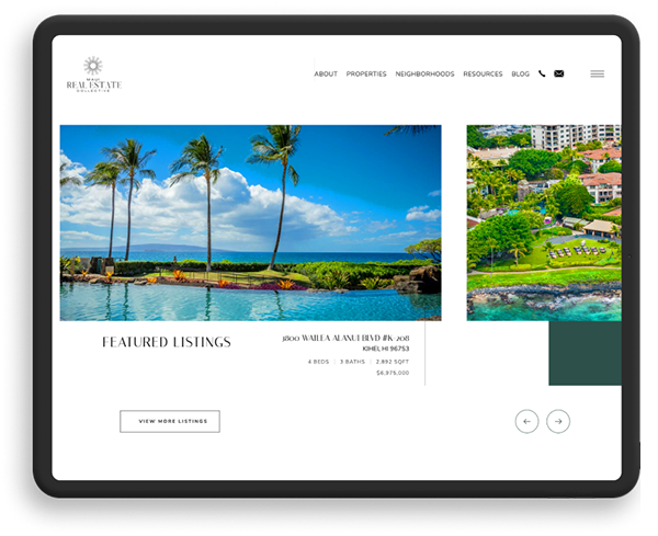 Maui Real Estate Collective screenshot on tablet