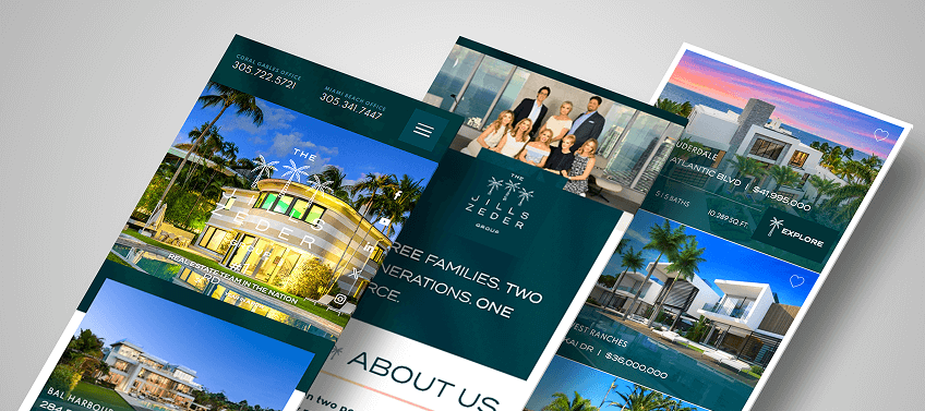 Photos of the Jills Zeder website’s mobile-responsive design.