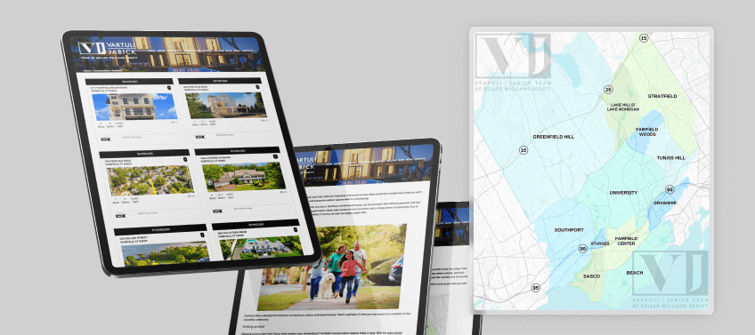 iPad screens displaying the Vartuli Jabick Team’s community pages.