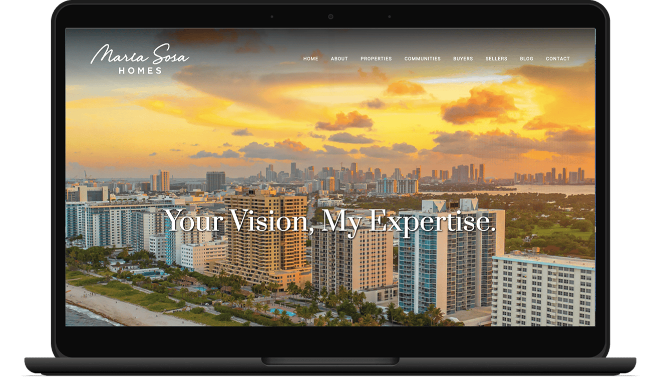 Maria Sosa Homes screenshot on laptop