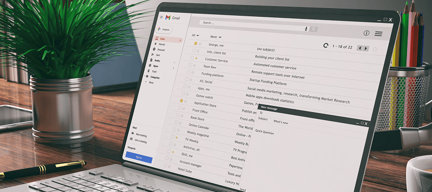 A real estate agent’s email dashboard on a laptop.