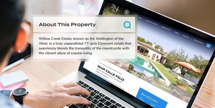 A showcase of Tatiana Novick’s listing page with a pop-out screenshot of the listing description.