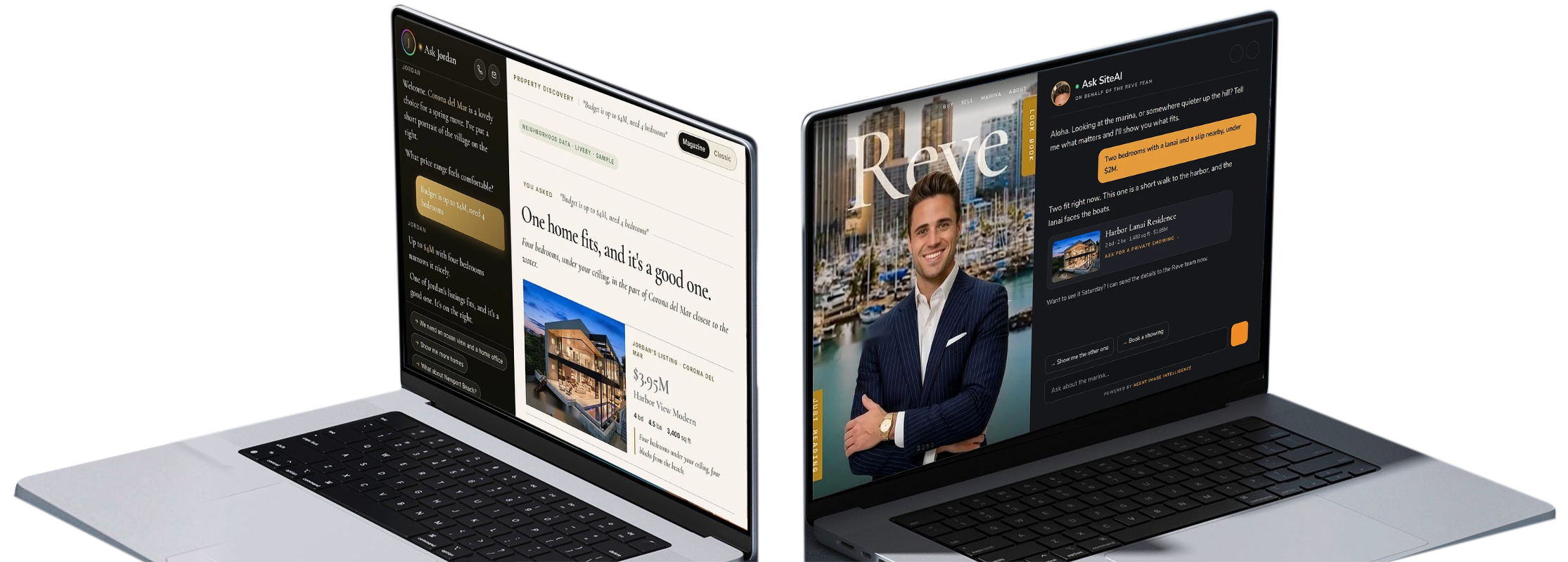 SiteAI answering buyers on two Agent Image websites